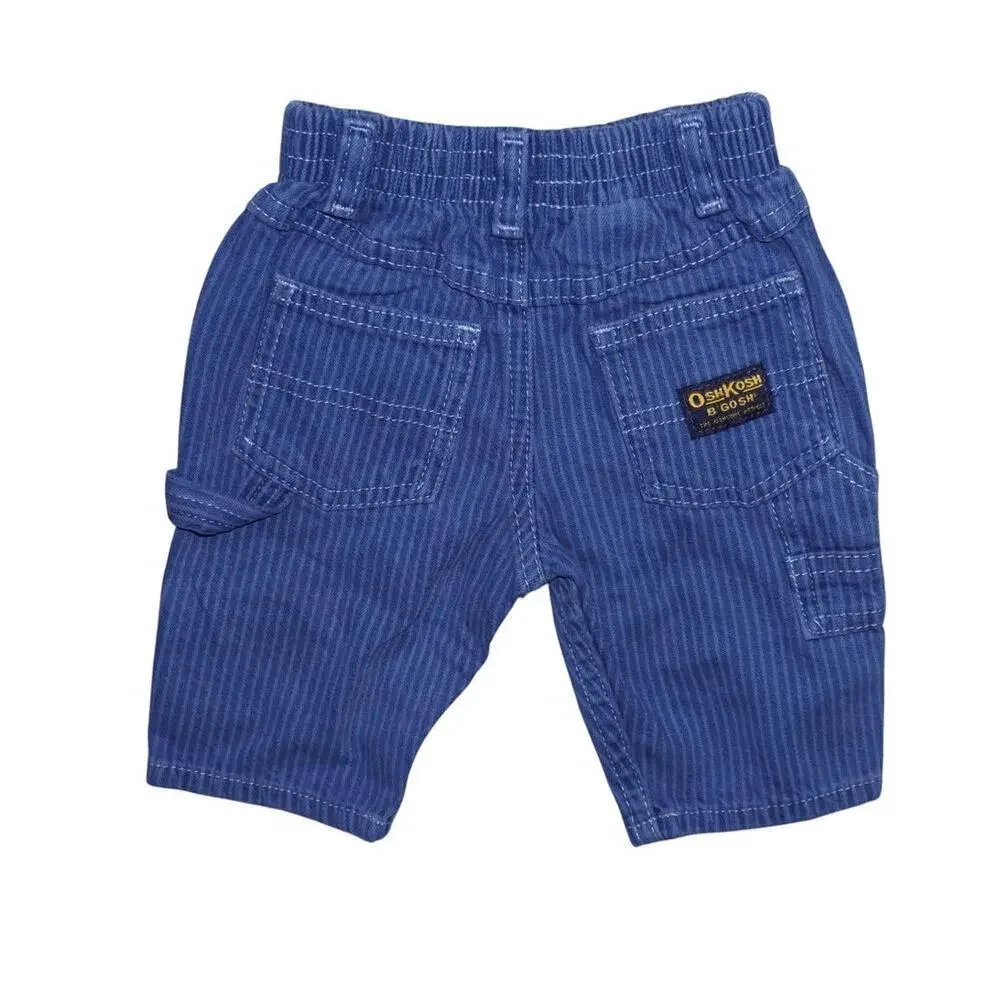 OshKosh B’gosh Baby Railroad-Stripe Carpenter Pants | Blue Utility Pockets |0–3M